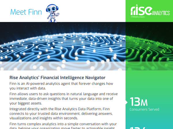 Finn Product Sheet | Finn AI Agent | Rise Analytics Platform for Credit Unions | AI for Credit Unions | AI-powered Data Analytics | A Trellance Cooperative Holdings Brand